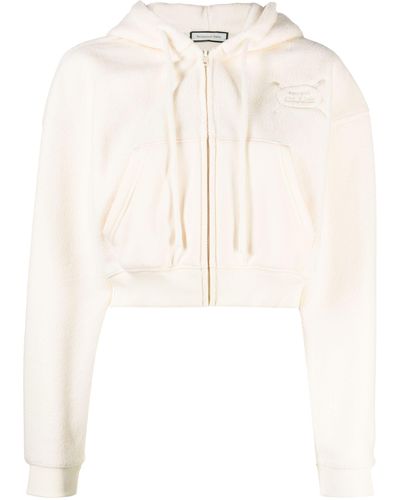 Recreational Habits Neutral Cropped Zipped Hoodie - Women's - Polyester/cotton - White