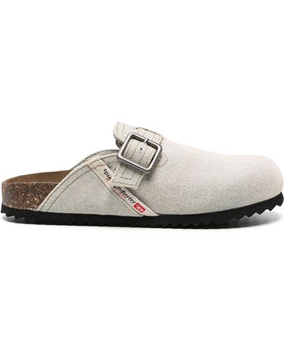 DIESEL D-woodstock X Denim Slippers - Women's - Fabric/rubber/calf Leather - White