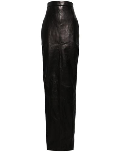 Rick Owens Dirt Pillar Leather Maxi Skirt - Black