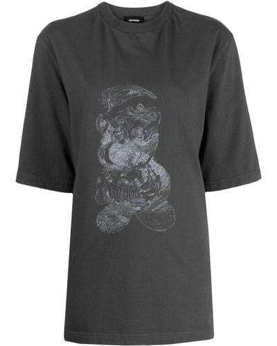 we11done Bear-print Cotton T-shirt - Women's - Cotton/polyurethane - Black