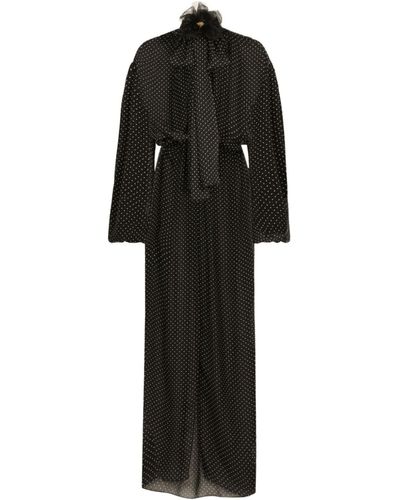 Dolce & Gabbana Dotted Silk Long Dress - Black