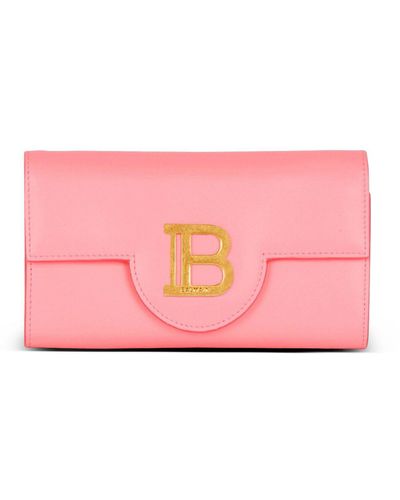 Balmain Leather B-buzz Chain Wallet - Pink