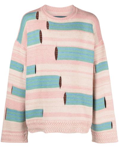NAMESAKE Roots Stripe Cut-out Sweater - Pink