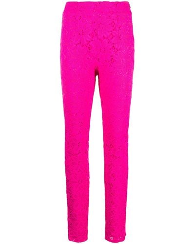 ROTATE BIRGER CHRISTENSEN Floral-lace Slim-fit Trousers - Pink