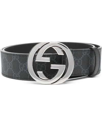 Gucci Supreme gg Canvas And Leather Belt - Black