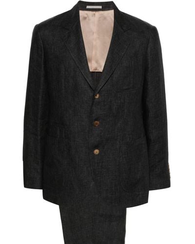Brunello Cucinelli Single-breasted Linen Suit - Black