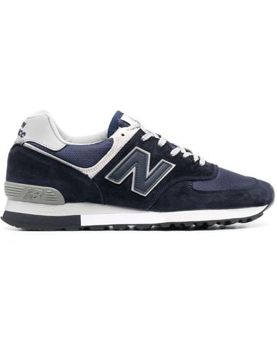 New Balance 576 Logo-Patch Leather Sneakers - Blue