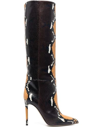 Paris Texas 115mm Python-print Knee-high Boots - Black