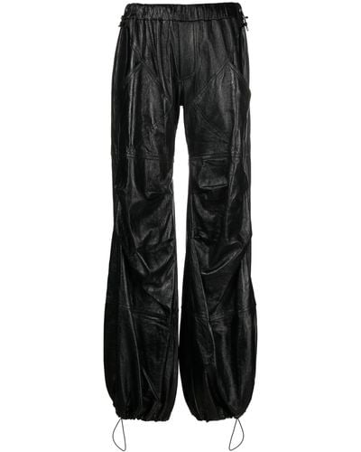 ANDREADAMO Leather Cargo Pants - Black