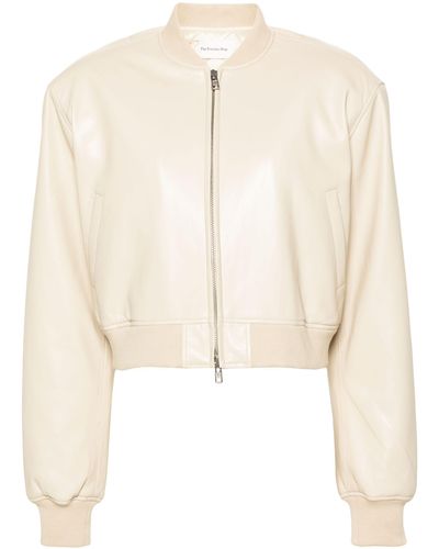 Frankie Shop Neutral Micky Faux-leather Bomber Jacket - Women's - Polyester/polyurethane - Natural