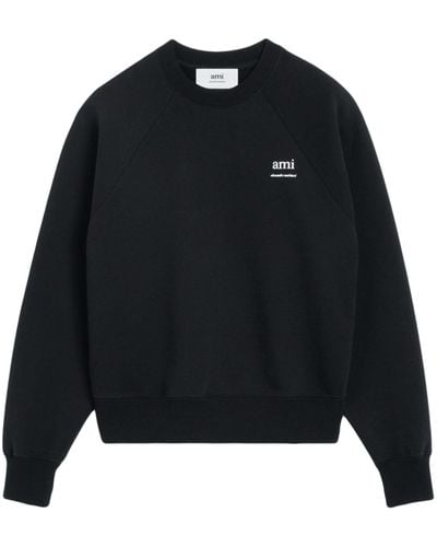 Ami Paris Logo-print Cotton Sweatshirt - Unisex - Organic Cotton/spandex/elastane - Black