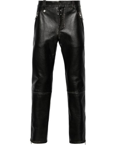 Alexander McQueen Tapered Leather Trousers - Black