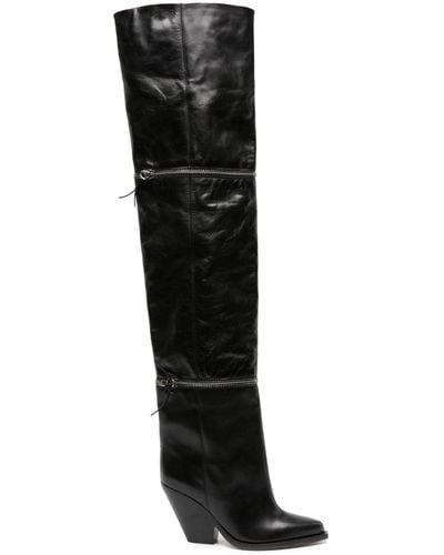 Isabel Marant Lelodie 100mm Thigh-high Leather Boots - Black