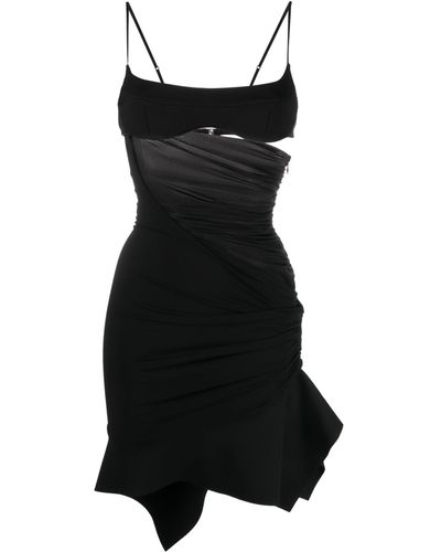 Mugler Chiffon-panelled Minidress - Black