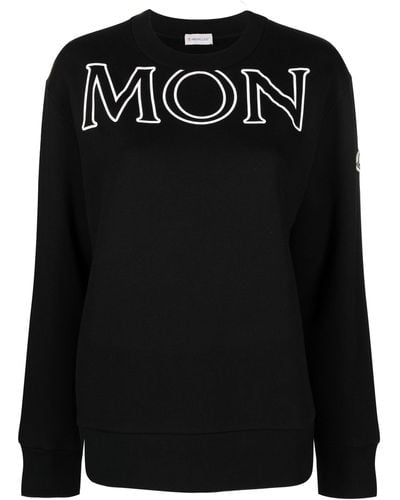 Moncler Logo Graphic Cotton Sweatshirt - Black