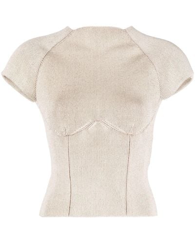 Isa Boulder Shield Open Back Knitted Top - White