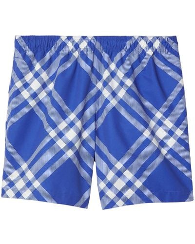 Burberry Check-print Swim Shorts - Blue