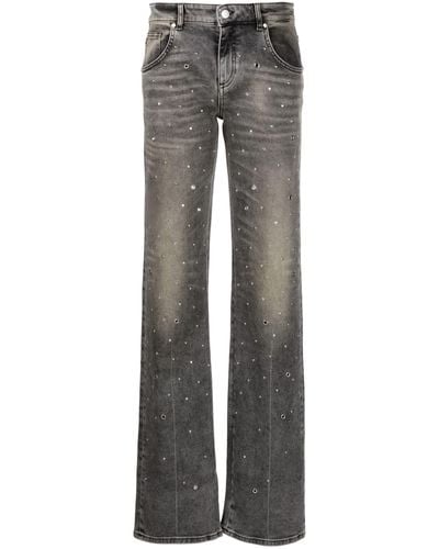 Blumarine Stud-embellished Straight-leg Jeans - Gray