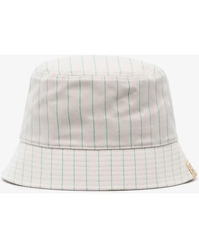 Visvim White Striped Canvas Bucket Hat