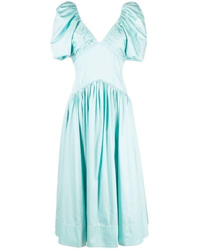 Aje. Gabrielle Puff-sleeve Midi Dress - Blue