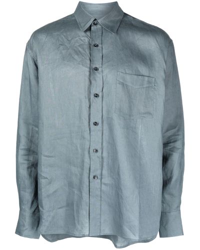 Commas Grey Long-sleeve Linen Shirt - Blue