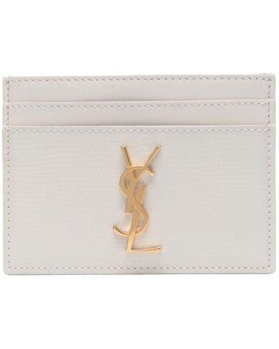 Saint Laurent Cassandre Leather Card Holder - Women's - Calf Leather - White