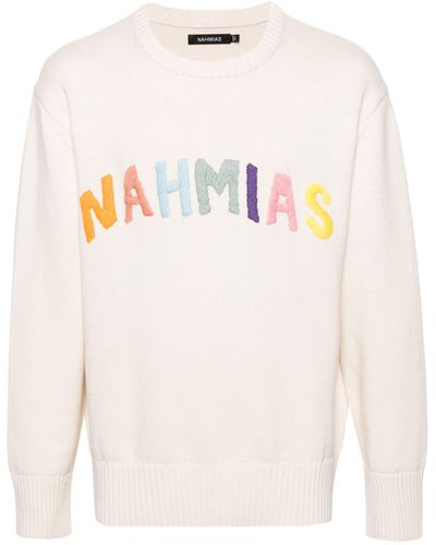 NAHMIAS Neutral Rainbow Logo-intarsia Sweater - White