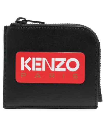 KENZO Logo-print Leather Wallet - Red