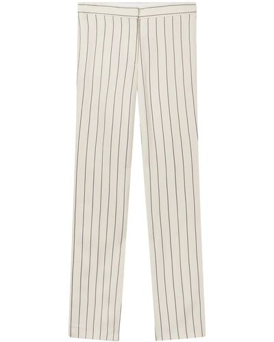Stella McCartney Neutral Pinstriped Straight Leg Trousers - White