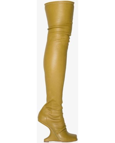Rick Owens Cantilever 120 Leather Over-the-knee Boots - Green