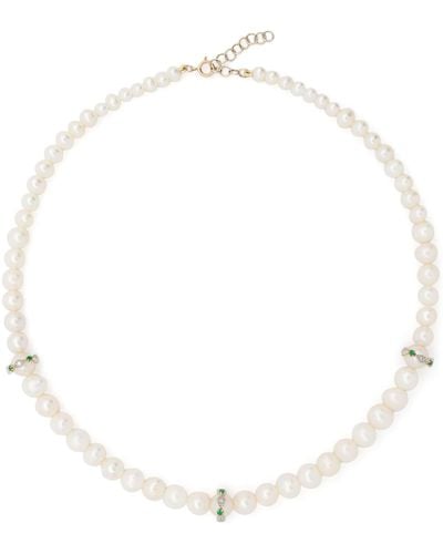 Pascale Monvoisin 9k Yellow Gold Chelsea N°2 Pearl And Diamond Necklace - Women's - Emerald/diamond/9kt Gold/9kt Yellow Gold - White
