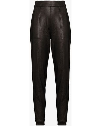 Spanx Faux Leather Track Trousers - Women's - Polyester/spandex/elastane/rayon - Black