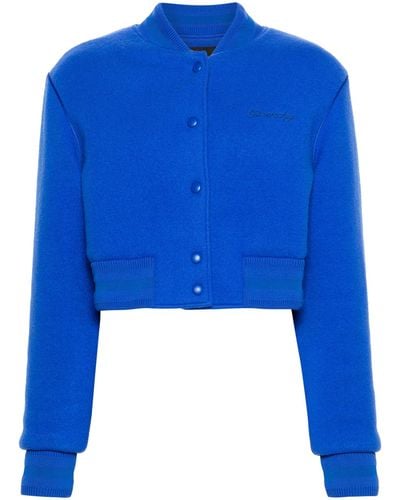 Givenchy Cropped Wool Bomber Jacket - Blue