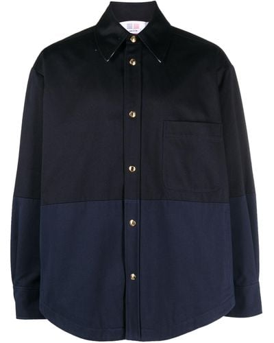 Thom Browne Paneled Long-sleeve Cotton Shirt - Men's - Cupro/cotton - Blue