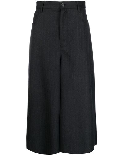 Balenciaga Wide-leg Cropped Pants - Black