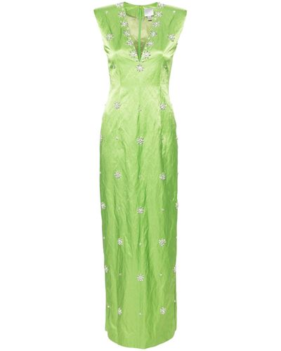 Huishan Zhang Shirin Satin Gown - Women's - Inox/cotton/cupro/polyamideglass - Green