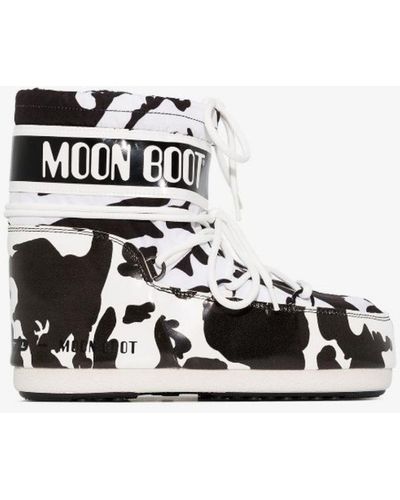 Moon Boot Lab69 Mars Cow-print Snow Boots - White
