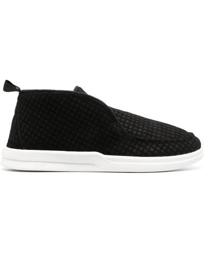 Lusso Waffle Suede Slippers - Black