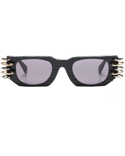 Kuboraum Piercing-detail Rectangular-fame Sunglasses - Grey
