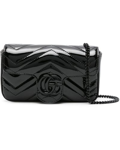 Gucci GG Marmont Patent Super Mini Bag - Black