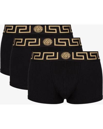 Versace Greca Border Boxer Briefs Set - Men's - Cotton/polyamide/polyester/spandex/elastanespandex/elastane - Black