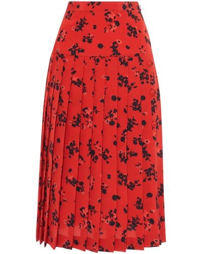Alessandra Rich Rose-print Silk Skirt - Women's - Elastane/silk/acetate - Red