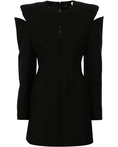 Alexander McQueen Lace-up Wool Mini Dress - Black
