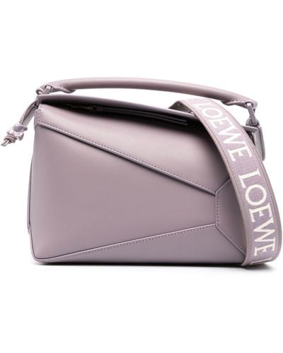 Loewe Puzzle Small Leather Top Handle Bag - Purple