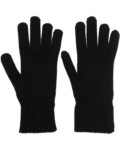 Moncler Logo-patch Virgin-wool Gloves - Black