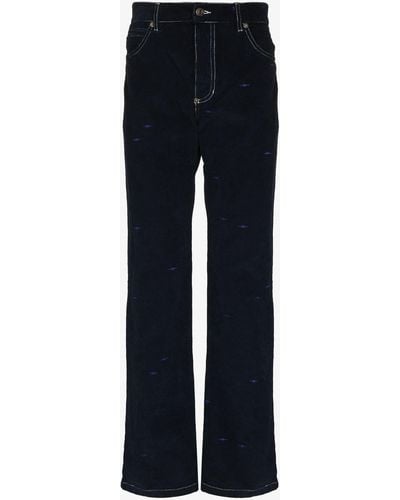 Phipps Logo Embroidered Corduroy Trousers - Men's - Organic Cotton - Blue