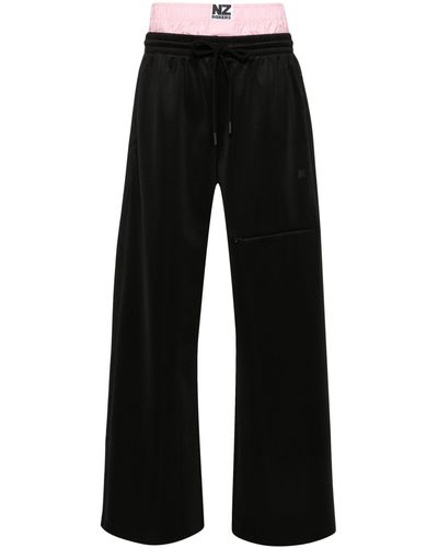 Natasha Zinko Layered Wide-leg Track Pants - Unisex - Cotton/polyester/spandex/elastane - Black