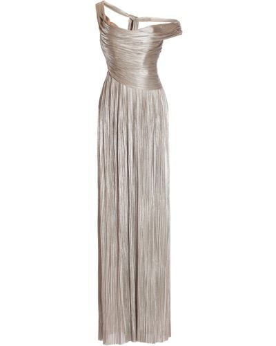 Maria Lucia Hohan Silver Serene Pleated Silk Gown - White