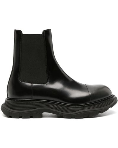 Alexander McQueen Leather Tread Chelsea Boots - Black