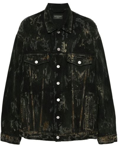 Balenciaga Distressed Denim Jacket - Black